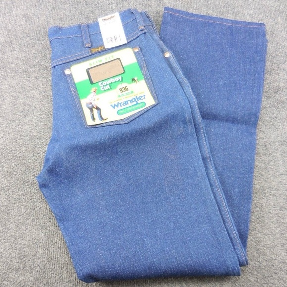 Wrangler Other - NOS 90's Wrangler 936DEN Slim Fit 32x30 Cowboy Cut Jeans USA Blue 100% Cotton